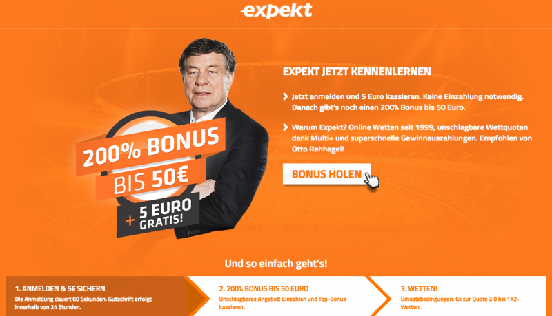 Bild für Expekt: 200% Bonus bis zu 50€